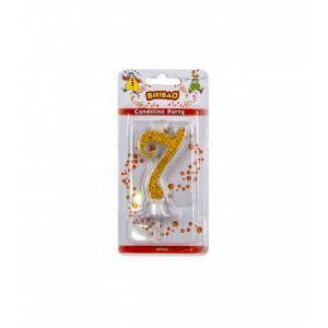 Candelina numero 7 color oro con glitter da 7cm, 1pz.