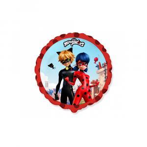 Palloncino  miraculous ladybug cat noir tondo 18"-45cm. 1pz