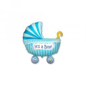 Palloncini  it's a boy celeste carrozzina 13"-33cm. 5pz