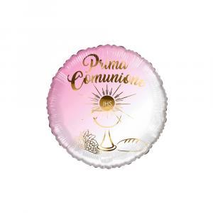 Palloncino  prima comunione rosa tondo 18"-45cm. 1pz