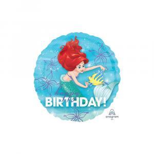 Palloncino  la sirenetta ariel happy birthday 17"-43cm. 1pz