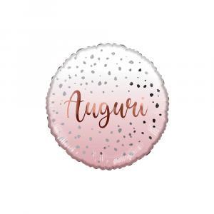 Palloncino  auguri rosa con drops tondo 18"-45cm. 1pz