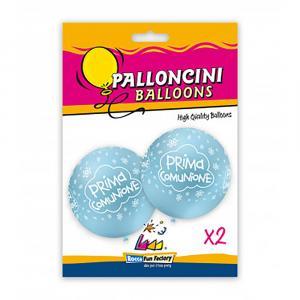 Palloncini  celeste 80 con stampa globo prima comunione bianca  dimensione 33"-83cm. 2pz