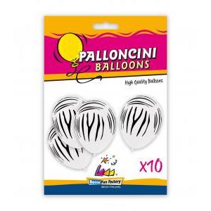 Blister 10pz pall. 11"/12" bianco 10 st. glo-35 nera zebra