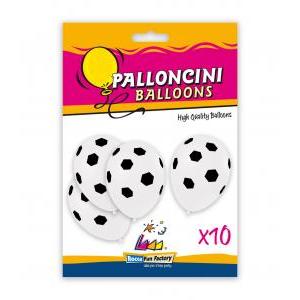 Blister 10pz pall. 11"/12" bianco 10 st. glo-42 nera calcio