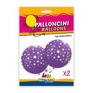 Blister 2pz pall. 33" viola 84 st. glo-13 bianca stelle