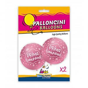 Palloncini  rosa 74 con stampa globo prima comunione bianca  dimensione 33"-83cm. 2pz