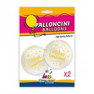 Palloncini  bianco 10 con stampa globo prima comunione ocra  dimensione 33"-83cm. 2pz