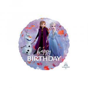 Palloncino  frozen 2 happy birthday tondo standardshape 18"-46cm. 1pz