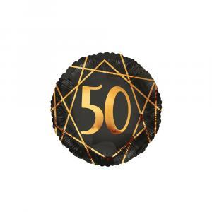 Palloncino  50 anni geoide nero tondo 18"-45cm. 1pz