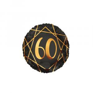 Palloncino  60 anni geoide nero tondo 18"-45cm. 1pz