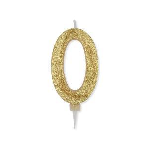 Candela numero 0 oro glitter max cera sweety 15cm, 1pz.