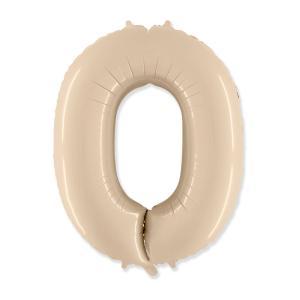 Palloncino  numero 0 crema 40"-101cm. 1pz