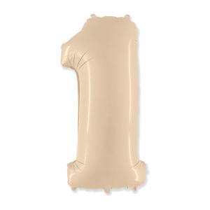 Palloncino  numero 1 crema 40"-101cm. 1pz