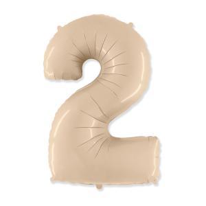 Palloncino  numero 2 crema 40"-101cm. 1pz