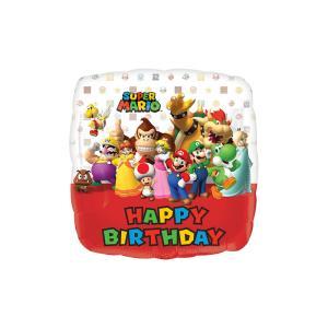 Palloncino  happy birthday super mario bros. quadrato 17"-43cm. 1pz