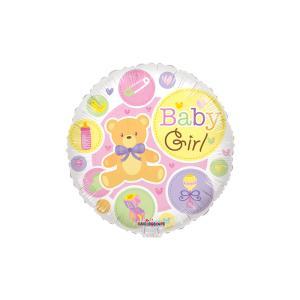 Palloncino  baby girl rosa tondo 18"-45cm. 1pz