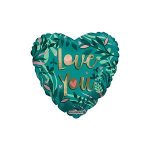 Palloncino  cuore verde foresta love you 18"-45cm. 1pz