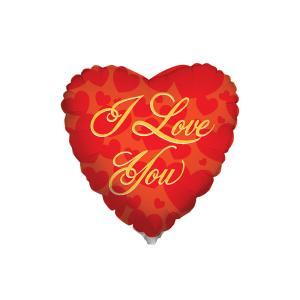 Palloncino  cuore rosso con testo i love you oro 18"-45cm. 1pz