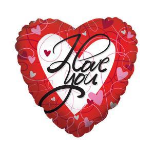 Palloncino  cuore rosso con testo i love you 36"-92cm. 1pz