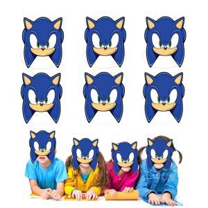 Maschere sonic per bambini in cartoncino, 6pz.