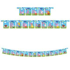 Festone happy birthday peppa pig 2,1m, 1pz.