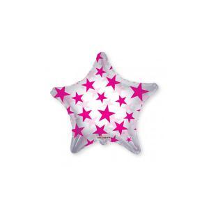 Palloncino  stella con stelline fucsia clear view 22"-55cm. 1pz