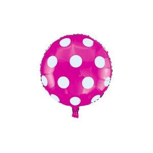 Palloncino  tondo fuxia pois 18"-45cm. 1pz