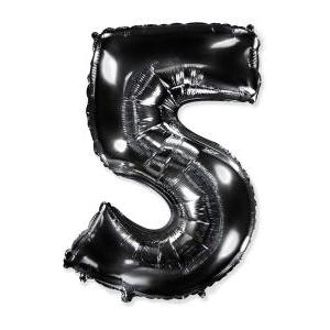 Palloncino  numero 5 nero supershape 40" - 101cm. 1pz