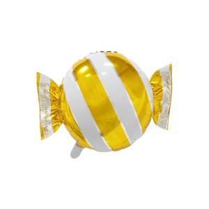 Palloncino  sagoma caramella a strisce giallo oro 25"-63cm. 1pz