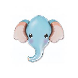 Palloncino  elefante testa celeste 32"-81cm. 1pz