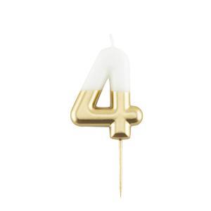 Candelina metal n 4 cm 10,5 bianco/oro