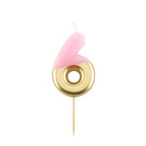 Candelina metal n 6  cm 10,5 rosa/oro