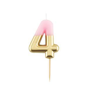 Candelina metal n 4  cm 10,5 rosa/oro