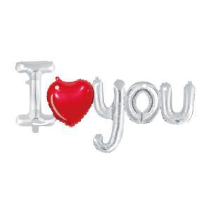 Palloncino  i love you in argento e rosso 48"-122cm. 1pz