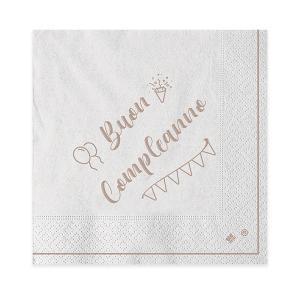 Tovaglioli buon compleanno colore marrone cartoncino 33x33 cm, 20pz.