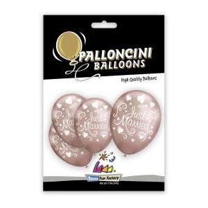 Blister 5pz titanio 12"rosagold st.bianca globo just married