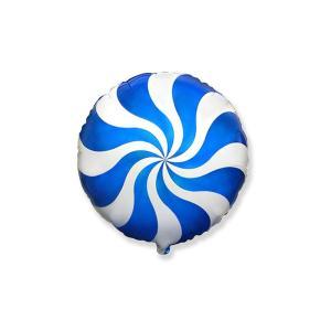 Palloncino caramella tonda blu e bianca 18"-45cm. 1pz