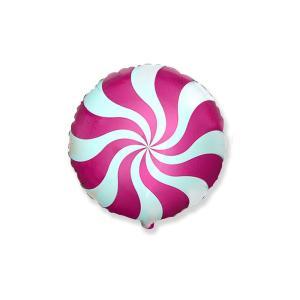 Palloncino caramella tonda fucsia e bianca 18"-45cm. 1pz