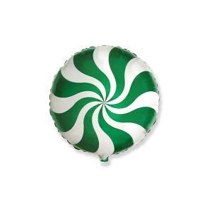 Palloncino caramella tonda verde e bianca 18"-45cm. 1pz