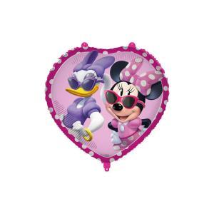 Palloncino a forma di cuore con minnie e paperina 18"-46cm, 1pz.