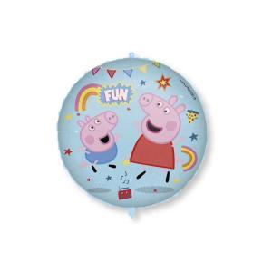 Palloncino peppa pig e george con pesetto e nastrino 18"-46cm, 1pz.