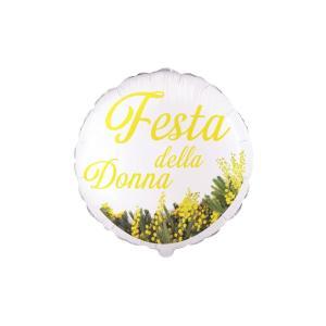 Palloncino festa della donna con mimosa 18"-45cm. 1pz