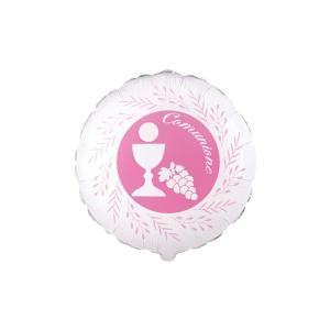 Palloncino comunione con foglie di ulivo rosa 18"-45cm, 1pz.