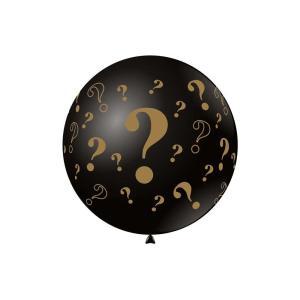 Palloncini neri con punto interrogativo oro gender reveal party 18inc-46cm, 20pz.