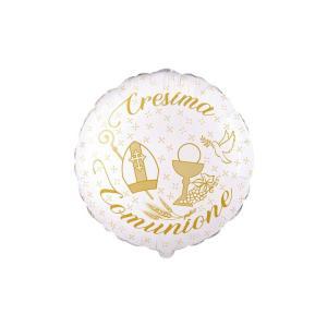 Palloncino cresima comunione con simboli oro 18inc - 45cm, 1pz.