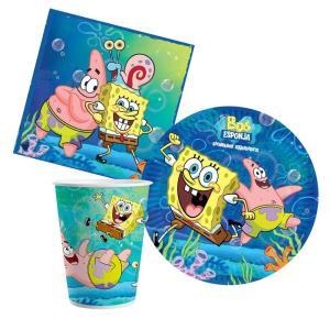 Spongebob coordinato tavola per compleanno 16 bambini, festa spongebob, 72pz.