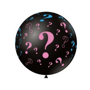 Palloncino nero punto interrogativo rosa e celeste gender reveal party 32inc-83cm, 1pz.