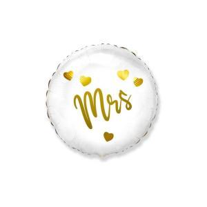 Palloncino matrimonio "mrs" bianco tondo 18inc-45cm, 1pz.