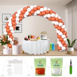 Kitff arco palloncini con 200 palloncini arancione e bianchi, struttura e pompetta per festa fai da te